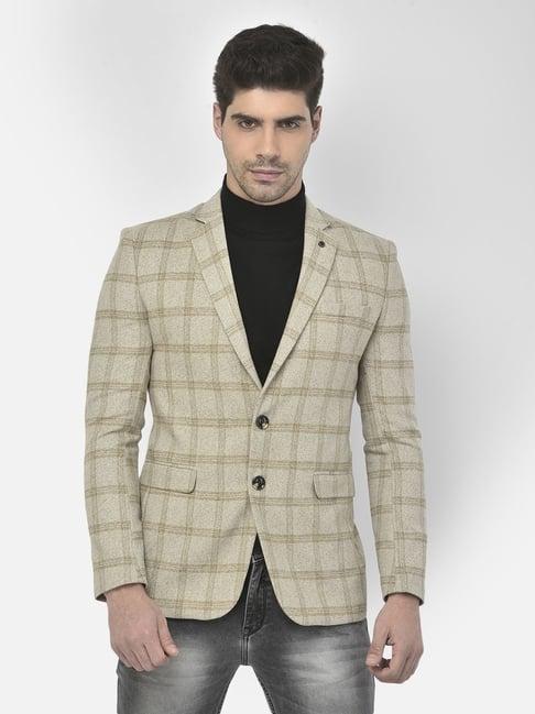 crimsoune club beige slim fit checks blazer