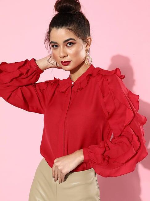 style quotient red full sleeves shirt