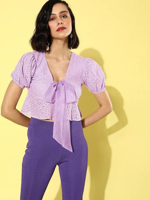 style quotient violet self design peplum top