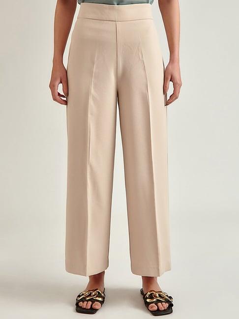 cover story beige flat front pants