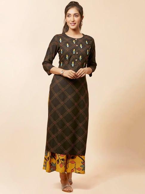 urban mystic black printed kurta & palazzo set