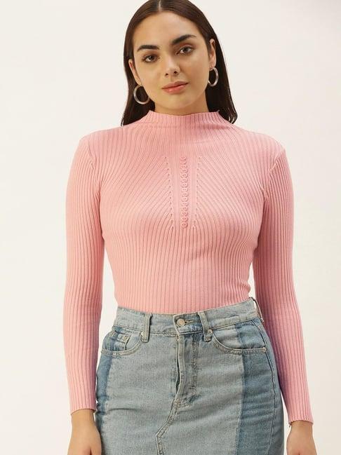 sheczzar pink regular fit sweater