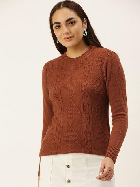 sheczzar brown self design sweater