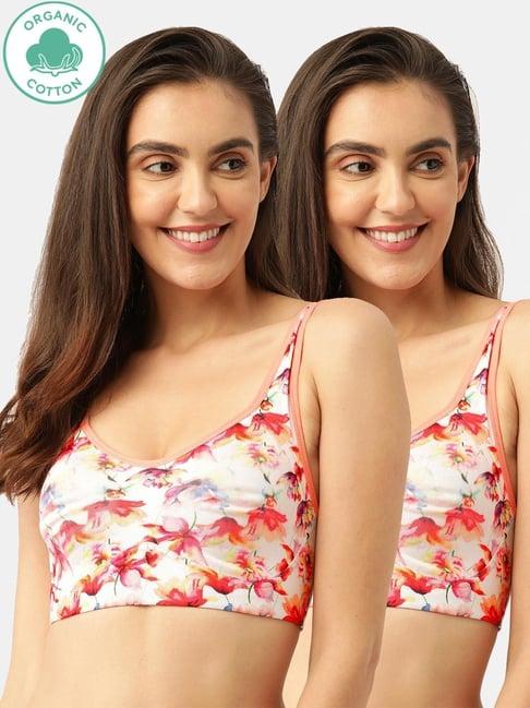 inner sense peach printed bra (pack of 2)