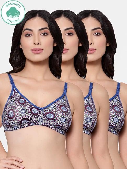 inner sense blue printed bra (pack of 3)