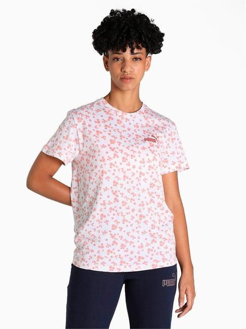 puma white & peach floral print t-shirt