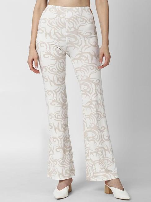 forever 21 white printed trousers