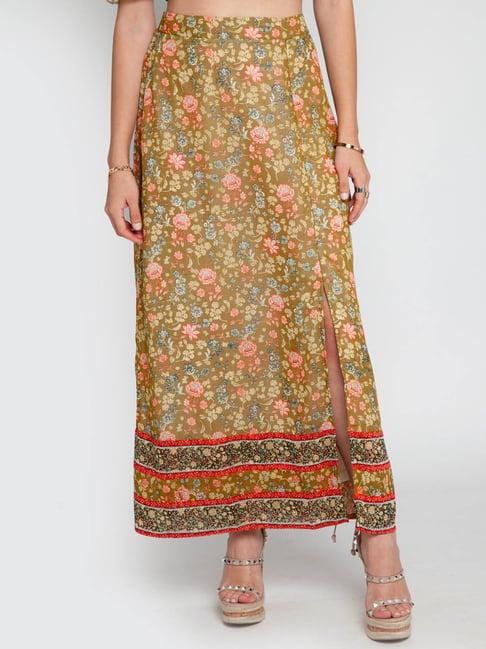 zink london green printed circular skirt