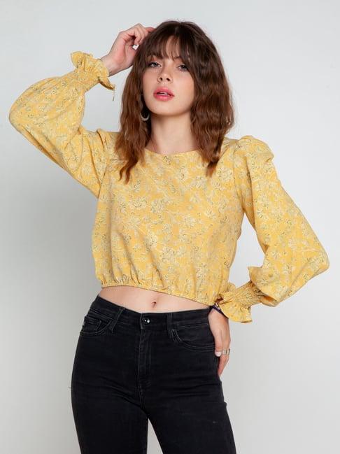 zink london yellow printed a-line top