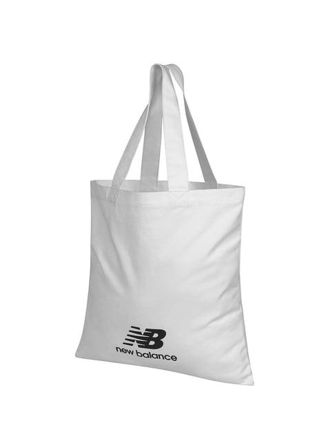 new balance white printed medium tote handbag