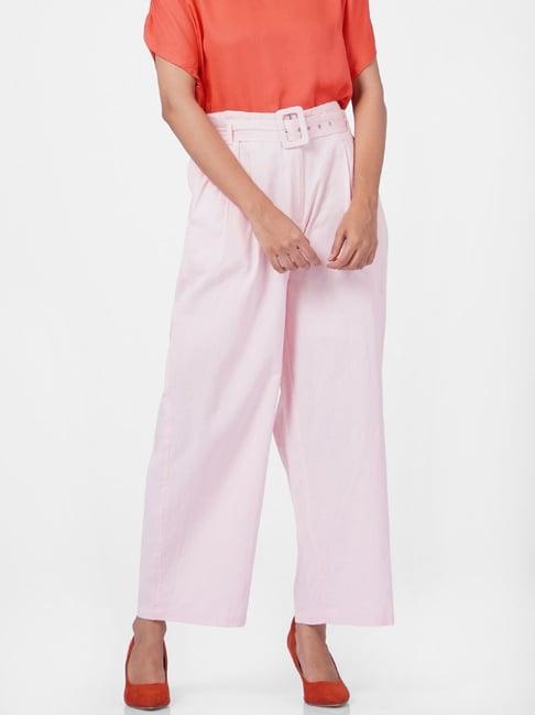 vero moda light pink regular fit trousers