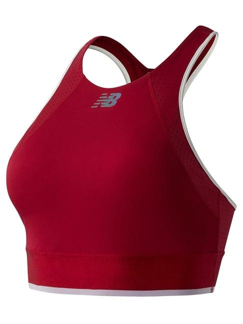 new balance red round neck sports bra