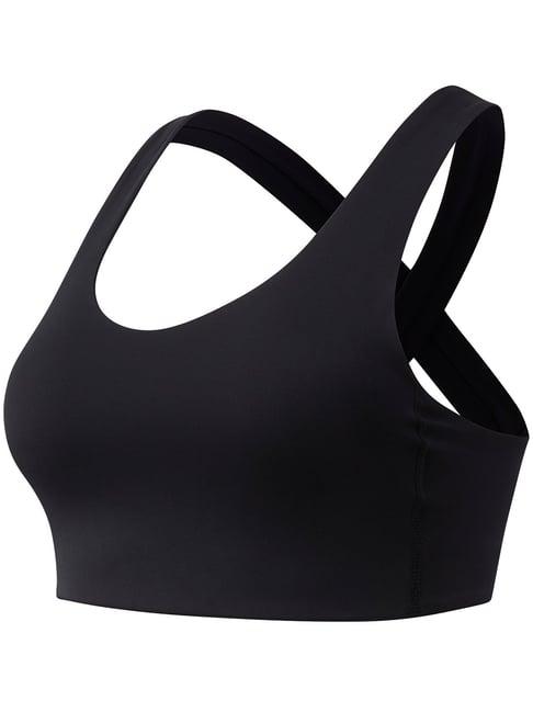 new balance black round neck sports bra