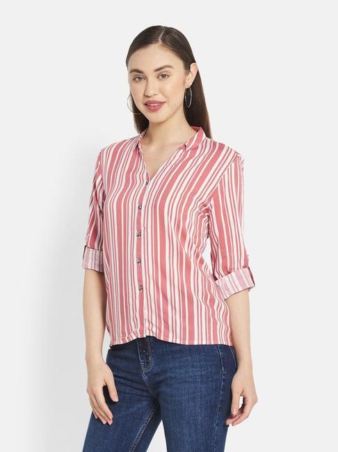 mettle peach striped shirt