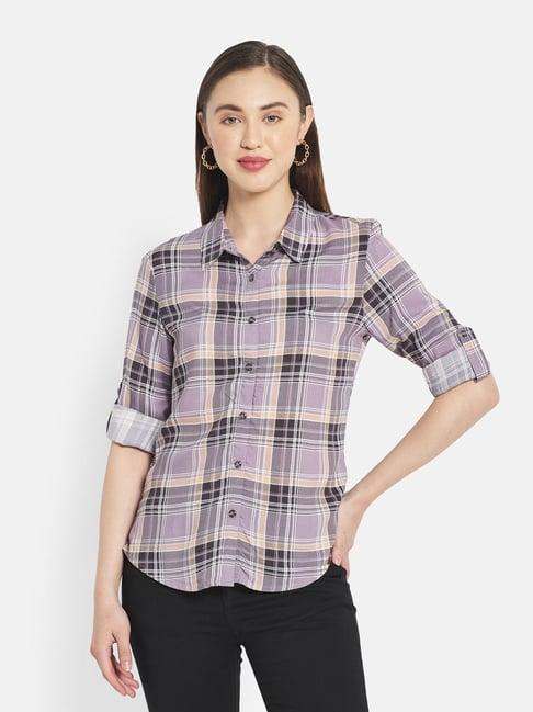 mettle lilac checks shirt