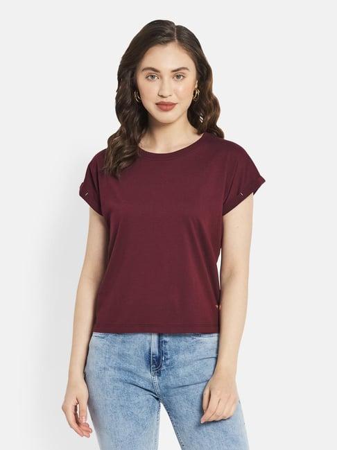 mettle maroon regular fit t-shirt