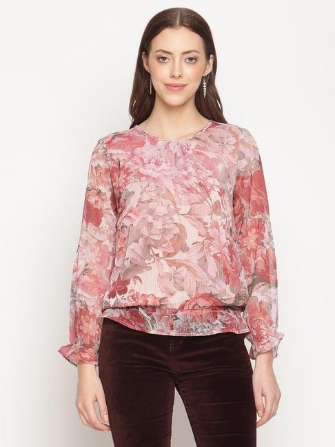 mettle peach floral print top