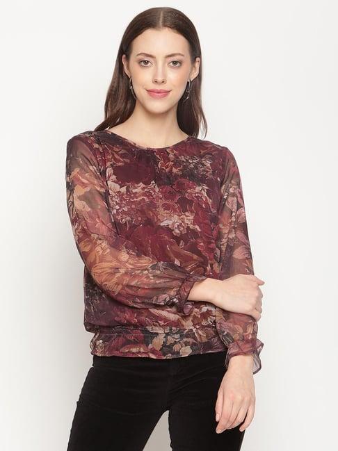 mettle maroon floral print top