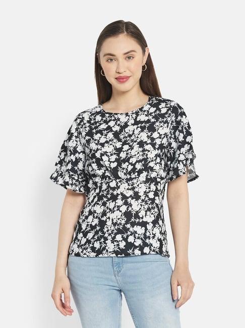 mettle black floral print top