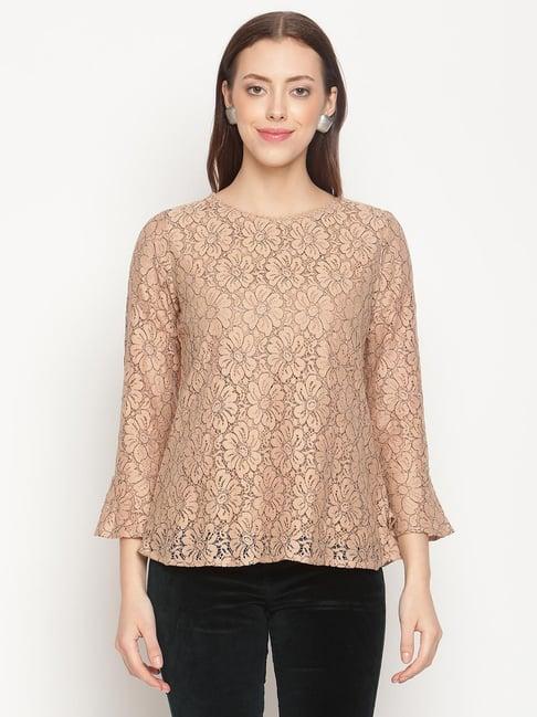 mettle beige lace top