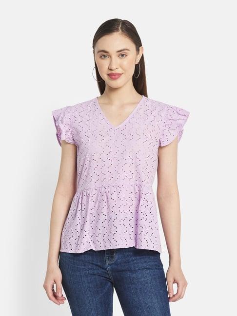 mettle lavender self print top