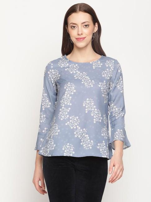 mettle light blue floral print top