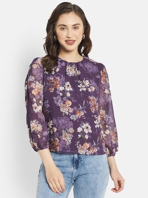 mettle purple floral print top