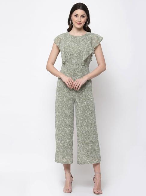 mafadeny olive printed jumpsuit