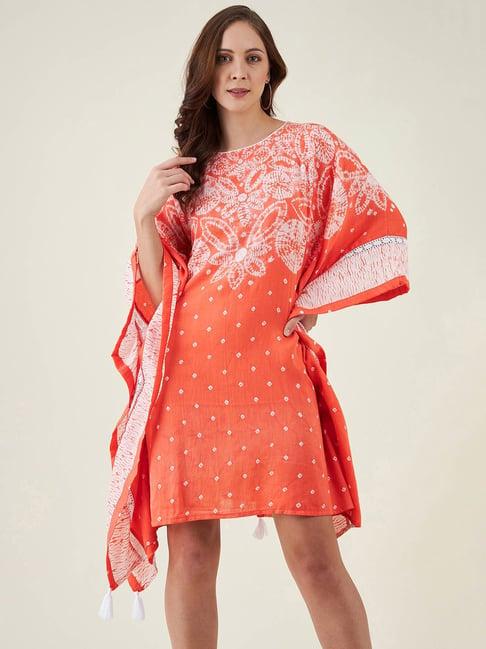 the kaftan company orange printed kaftan dress