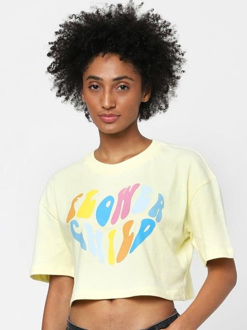 only light yellow printed crop top