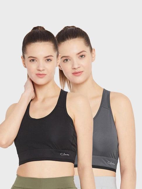 clovia multicolor sports bra (pack of 2)