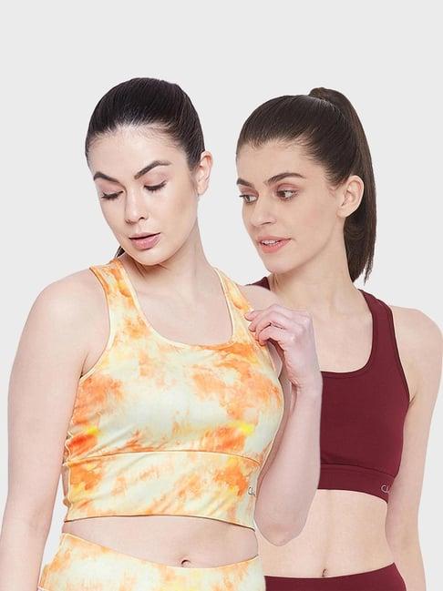 clovia multicolor printed sports bra (pack of 2)