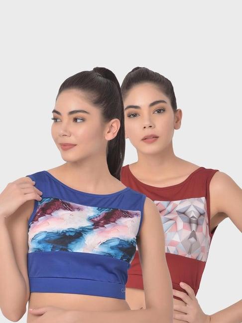 clovia multicolor printed crop top (pack of 2)