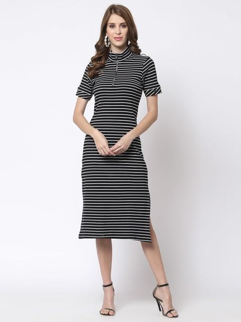 juelle black striped midi t-shirt dress