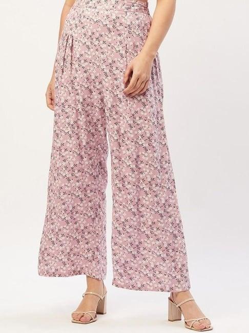 anvi be yourself pink floral print trousers