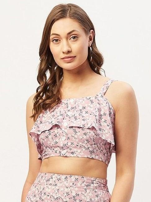 anvi be yourself pink floral print top