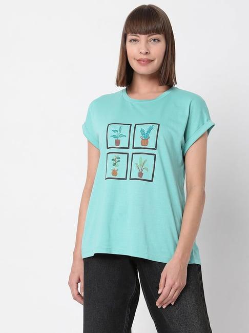 vero moda turquoise printed t-shirt