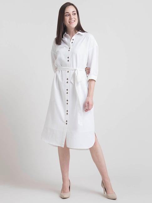 fablestreet white regular fit shirt dress