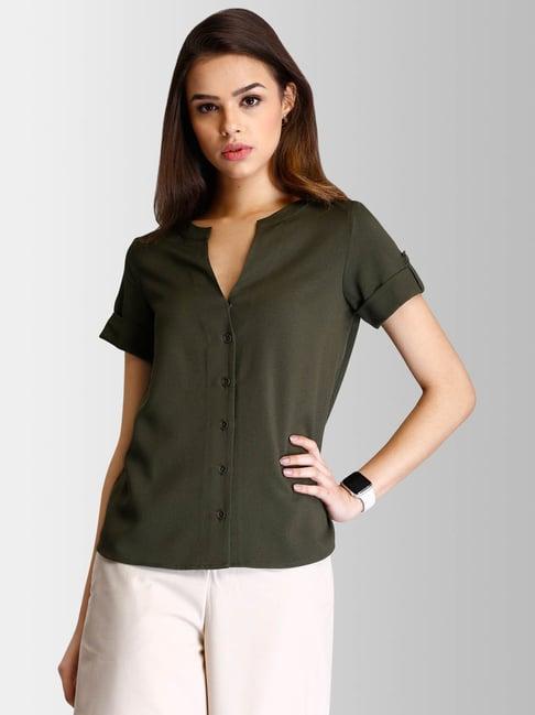 fablestreet olive regular fit top