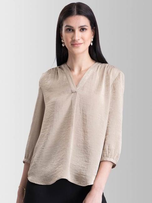 fablestreet beige regular fit top