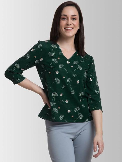 fablestreet green floral print top