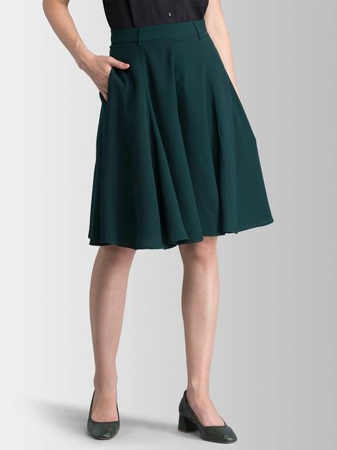 fablestreet green regular fit skirt