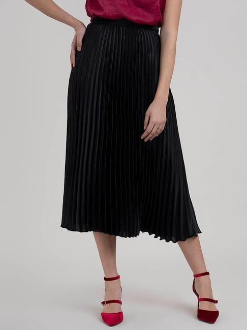 fablestreet black regular fit skirt