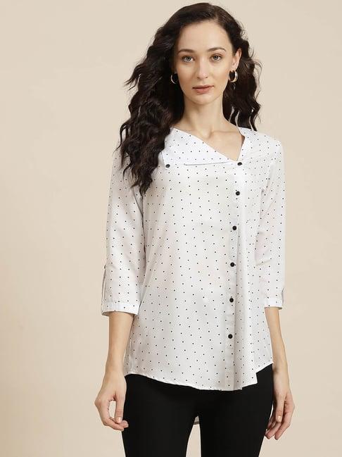 qurvii white printed shirt