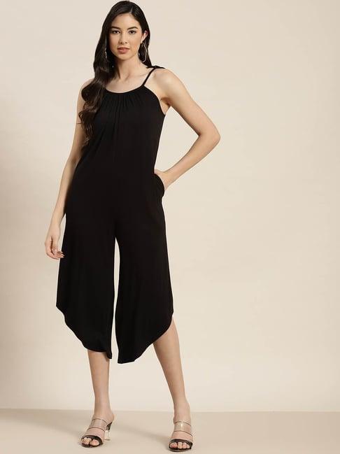 qurvii black midi jumpsuit