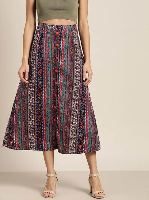 qurvii multicolor printed skirt