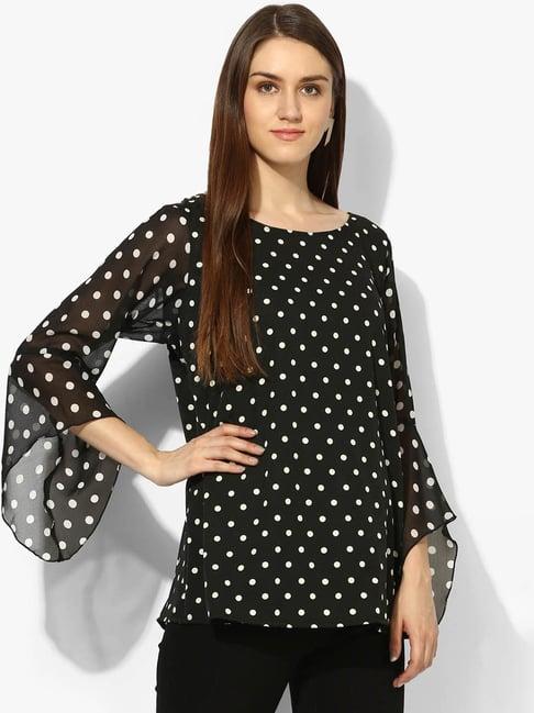 qurvii black & white polka dot top