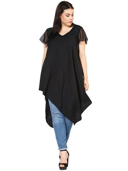 qurvii black regular fit tunic