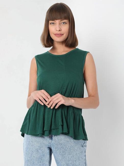 vero moda forest green regular fit top