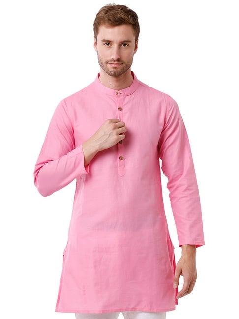 cavallo by linen club pink mandarin collar kurta